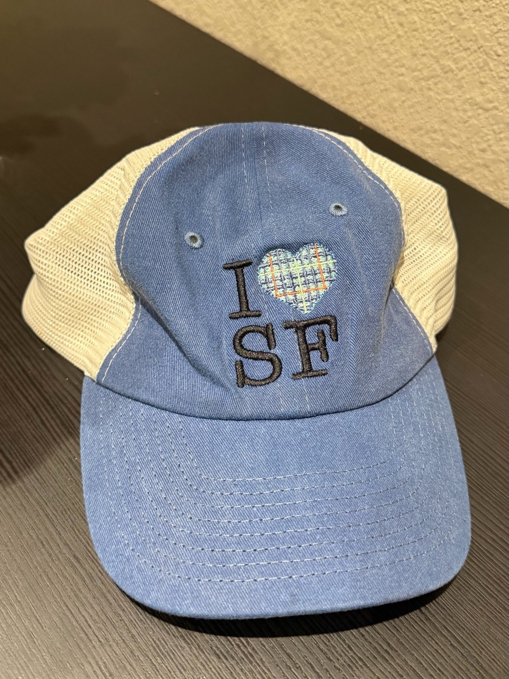 I Heart SF Blue and Cream Trucker Hat
